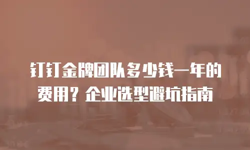 钉钉金牌团队多少钱一年的费用？企业选型避坑指南