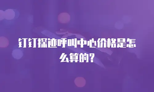 钉钉探迹呼叫中心价格是怎么算的？