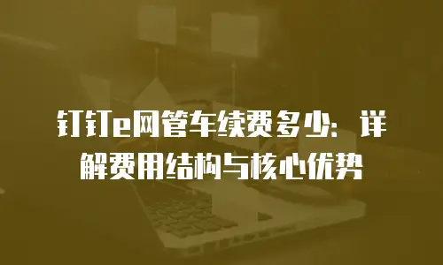 钉钉e网管车续费多少：详解费用结构与核心优势
