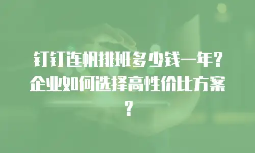 钉钉连帆排班多少钱一年？企业如何选择高性价比方案？