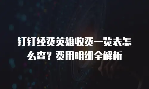 钉钉经费英雄收费一览表怎么查？费用明细全解析