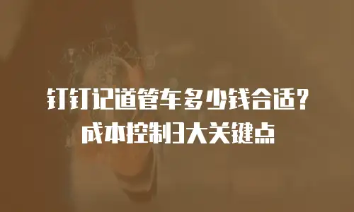 钉钉记道管车多少钱合适？成本控制3大关键点