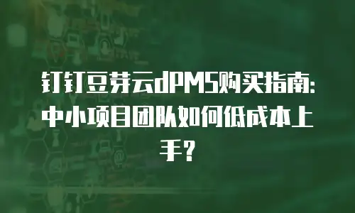 钉钉豆芽云dPMS购买指南：中小项目团队如何低成本上手？