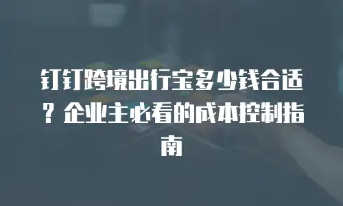 钉钉跨境出行宝多少钱合适？企业主必看的成本控制指南