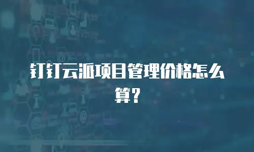 钉钉云派项目管理价格怎么算？