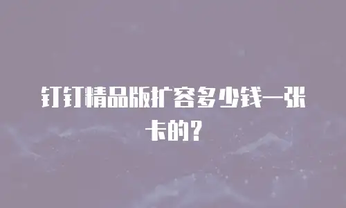 钉钉精品版扩容多少钱一张卡的？