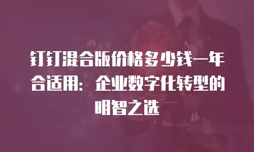 钉钉混合版价格多少钱一年合适用：企业数字化转型的明智之选