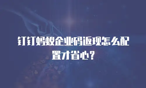 钉钉蚂蚁企业码返现怎么配置才省心？