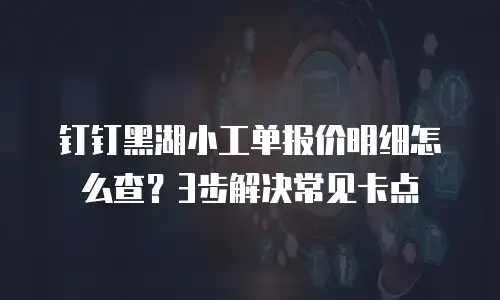钉钉黑湖小工单报价明细怎么查？3步解决常见卡点