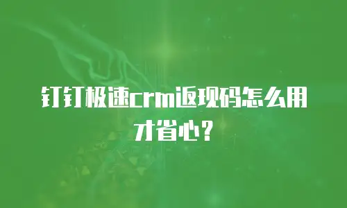 钉钉极速crm返现码怎么用才省心？