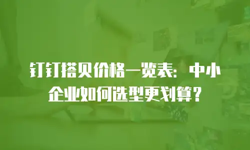 钉钉搭贝价格一览表：中小企业如何选型更划算？