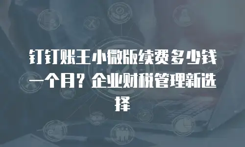 钉钉账王小微版续费多少钱一个月？企业财税管理新选择