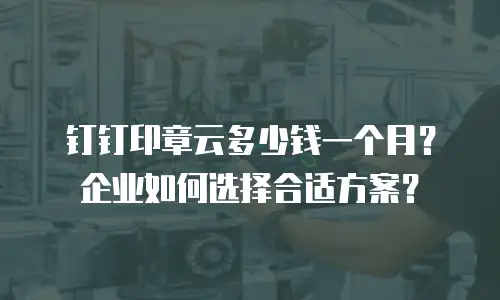 钉钉印章云多少钱一个月？企业如何选择合适方案？