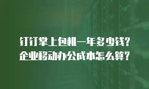 钉钉掌上包机一年多少钱？企业移动办公成本怎么算？