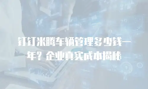 钉钉米腾车辆管理多少钱一年？企业真实成本揭秘