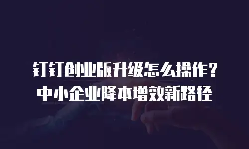 钉钉创业版升级怎么操作？中小企业降本增效新路径