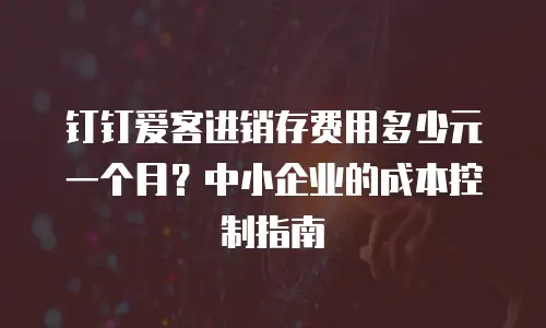 钉钉爱客进销存费用多少元一个月？中小企业的成本控制指南