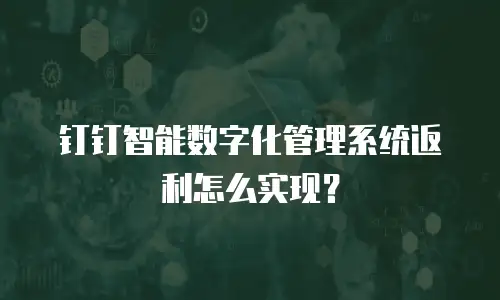 钉钉智能数字化管理系统返利怎么实现？