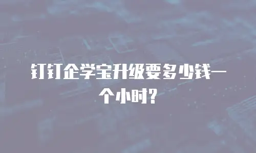 钉钉企学宝升级要多少钱一个小时？