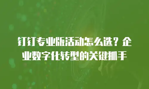 钉钉专业版活动怎么选？企业数字化转型的关键抓手