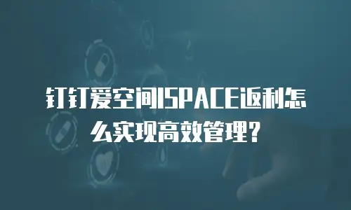 钉钉爱空间ISPACE返利怎么实现高效管理？