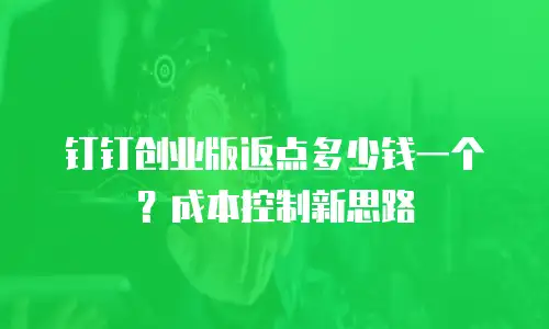 钉钉创业版返点多少钱一个？成本控制新思路
