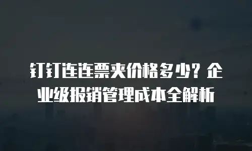 钉钉连连票夹价格多少？企业级报销管理成本全解析