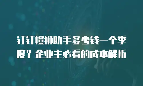 钉钉橙狮助手多少钱一个季度？企业主必看的成本解析