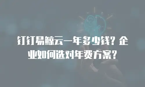 钉钉易鲸云一年多少钱？企业如何选对年费方案？