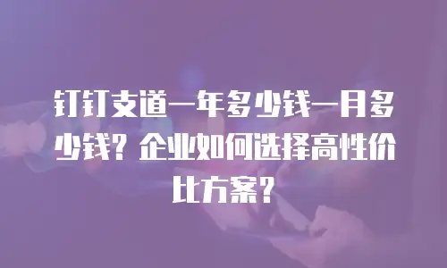 钉钉支道一年多少钱一月多少钱？企业如何选择高性价比方案？