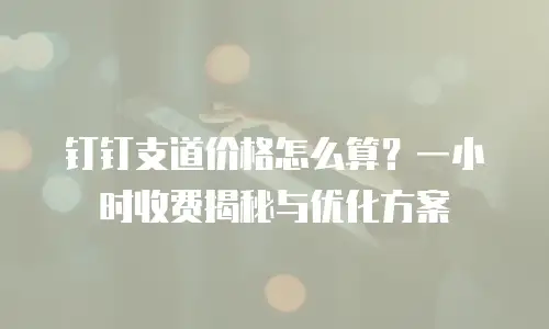 钉钉支道价格怎么算？一小时收费揭秘与优化方案