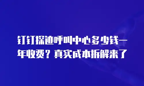 钉钉探迹呼叫中心多少钱一年收费？真实成本拆解来了