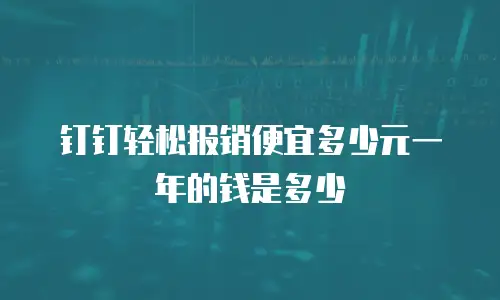 钉钉轻松报销便宜多少元一年的钱是多少
