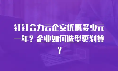 钉钉合力云企安优惠多少元一年？企业如何选型更划算？