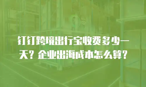 钉钉跨境出行宝收费多少一天？企业出海成本怎么算？
