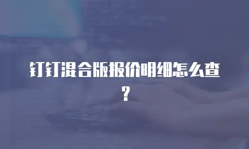 钉钉混合版报价明细怎么查？