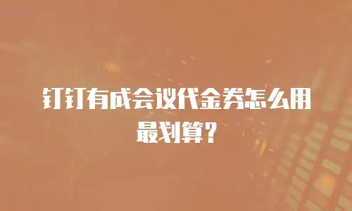 钉钉有成会议代金券怎么用最划算？