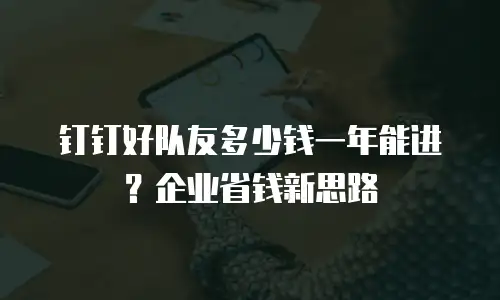 钉钉好队友多少钱一年能进？企业省钱新思路