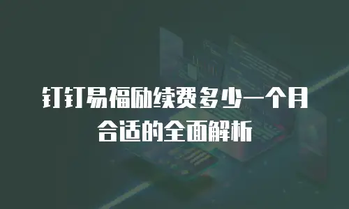 钉钉易福励续费多少一个月合适的全面解析