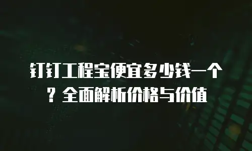 钉钉工程宝便宜多少钱一个？全面解析价格与价值
