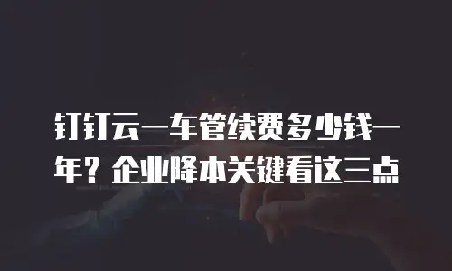 钉钉云一车管续费多少钱一年？企业降本关键看这三点