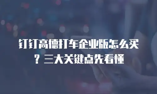 钉钉高德打车企业版怎么买？三大关键点先看懂