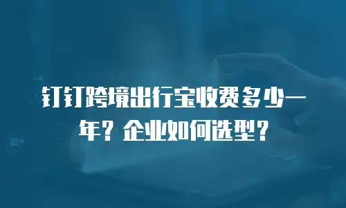 钉钉跨境出行宝收费多少一年？企业如何选型？