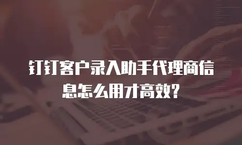钉钉客户录入助手代理商信息怎么用才高效？