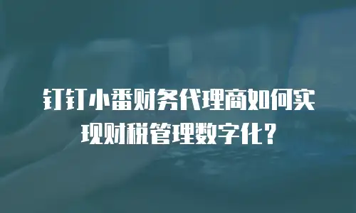 钉钉小番财务代理商如何实现财税管理数字化？
