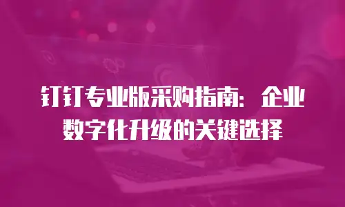 钉钉专业版采购指南：企业数字化升级的关键选择