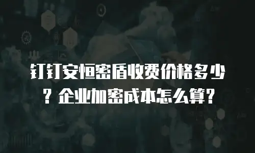 钉钉安恒密盾收费价格多少？企业加密成本怎么算？