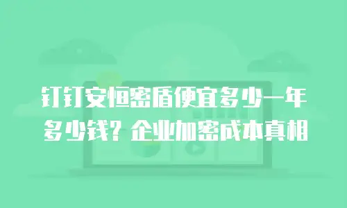 钉钉安恒密盾便宜多少一年多少钱？企业加密成本真相