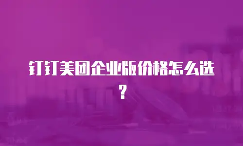钉钉美团企业版价格怎么选？