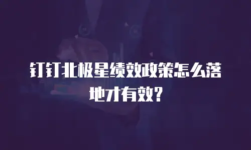 钉钉北极星绩效政策怎么落地才有效？